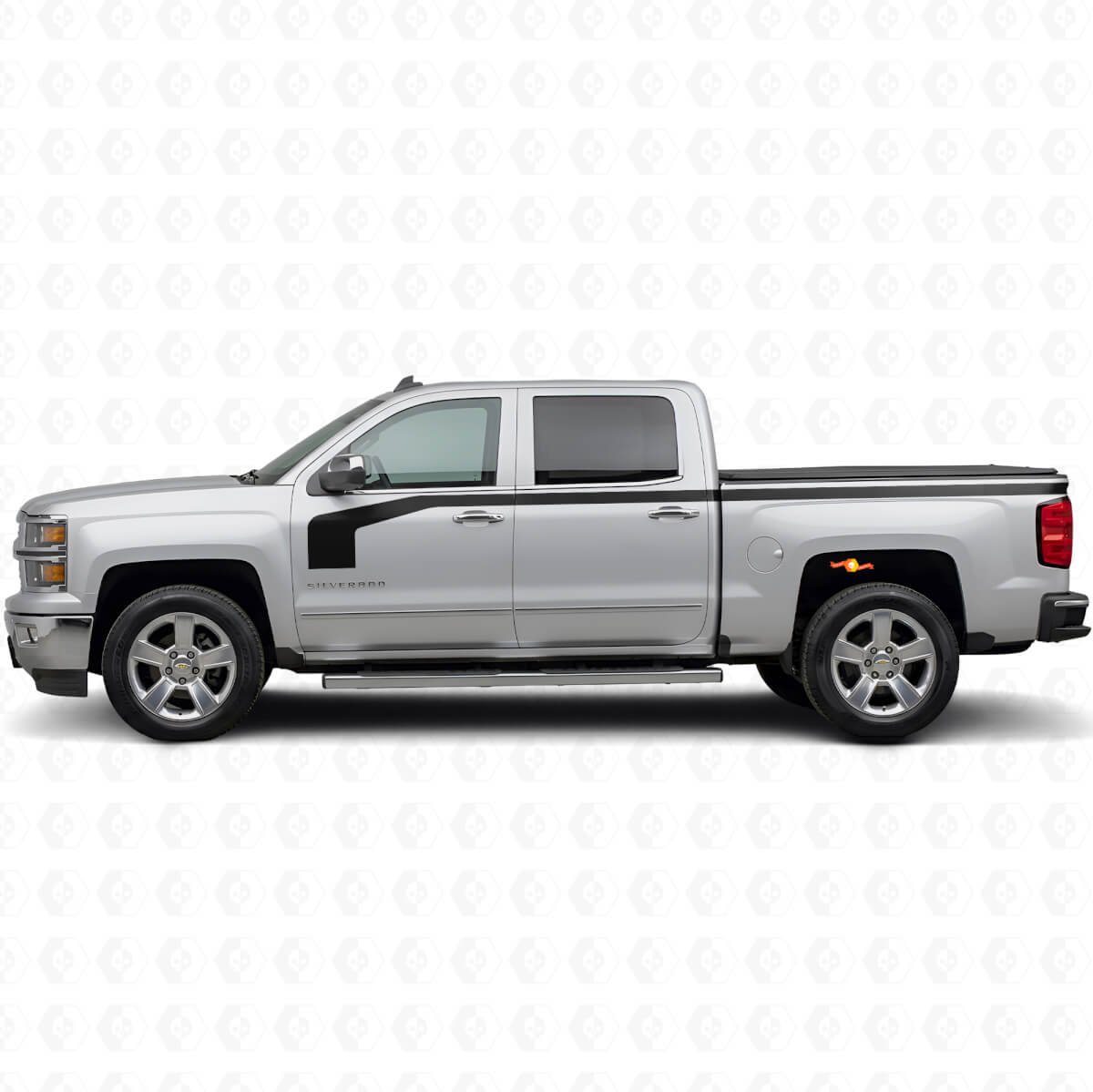 Hockey Stick Style Side Stripes Vinyl Decal Kit for Chevrolet Silverado 1500 2014+