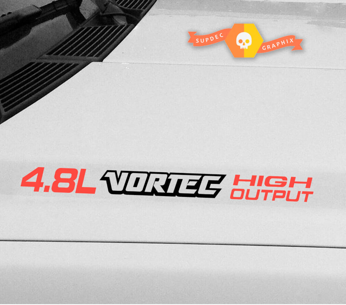 4.8L Vortec High Output three coloured Bonnet Stickers Decals Fits Chevrolet Silverado Colorado GMC Sierra Canyon Trucks