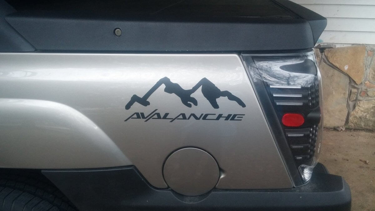 Chevy AVALANCHE Bed side Stickers Decals + Your choice of color
