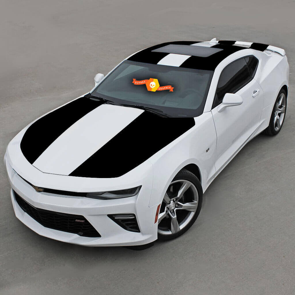 CHEVROLET CAMARO 2016 - 2018 OVER THE TOP VINYL STRIPES HOOD, ROOF & REAR
