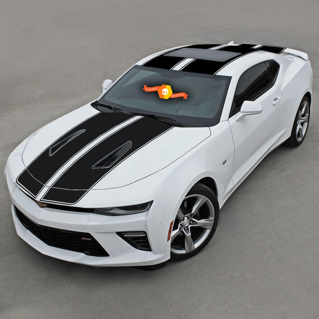 Chevrolet Camaro 2016-2018 -ss- Top Double Vinyl Stripes W/ Pinstripes