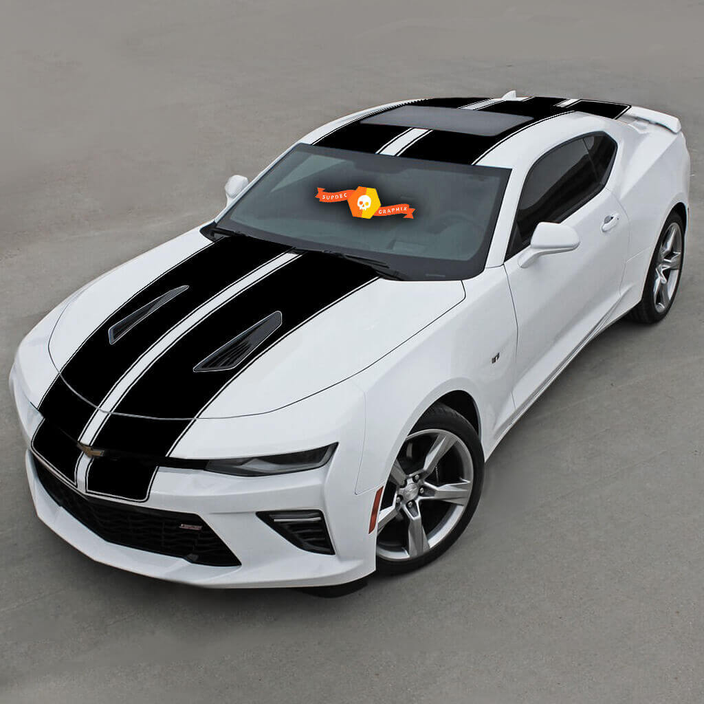 Chevrolet Camaro 2016 -2018 -ss- Top Double Vinyl Stripes W/ Pinstripes
