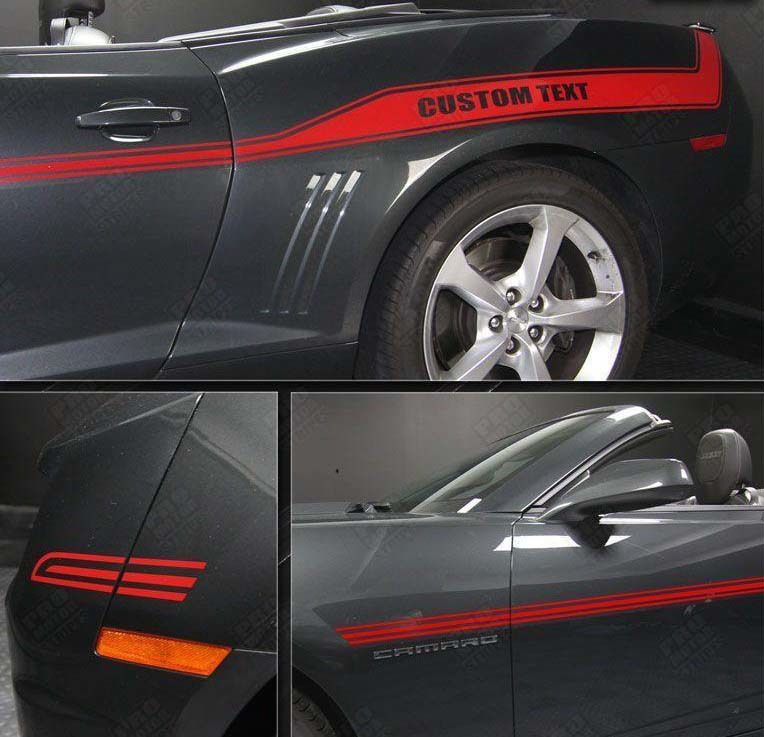 Racing Sport Custom Text Stripe Pair Side Vinyl Decal Sticker for Chevrolet Camaro 2010-2015