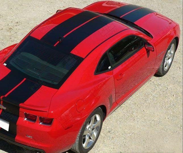 Pace Style Full Length Twin Stripe Kit Hood Roof Trunk Rear Bumper Front Bumper Vinyl Decal Sticker for Chevrolet Camaro 2010-2015_2