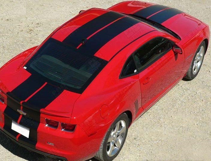 Pace Style Dual Center Racing Stripe Kit Hood Roof Trunk Rear Bumper Front Bumper Vinyl Decal Sticker for Chevrolet Camaro 2010-2015_2