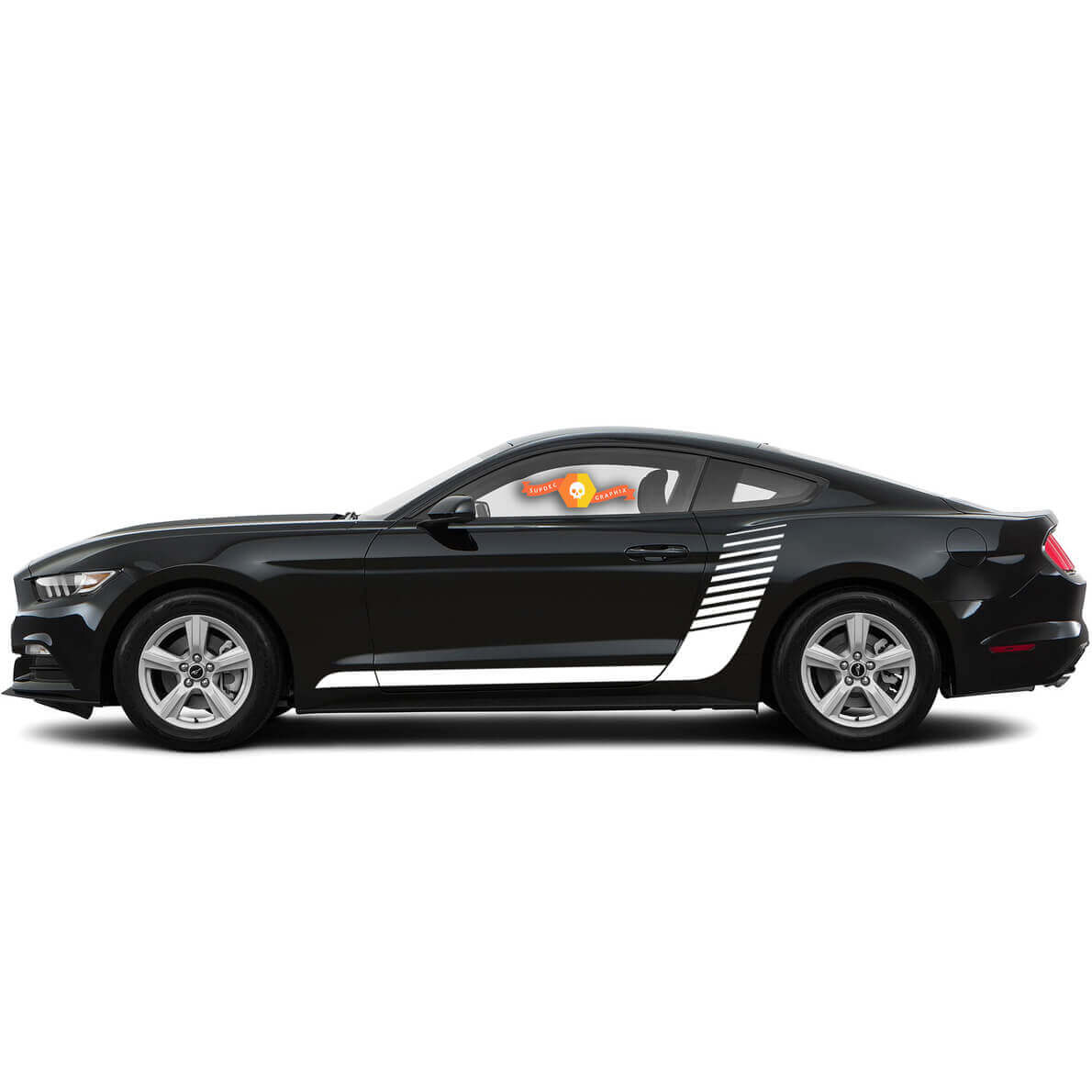 Vinyl Decals with Side Hockey Style Strobe Stripes for Ford Mustang 2015-2017