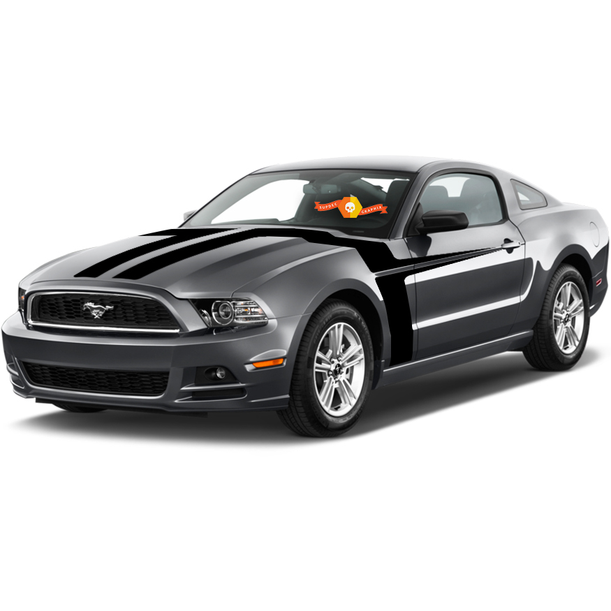 Dual Stripes Hood Side Vinyl Decal Sticker for Musclecar Musclecarmodel 2013-14