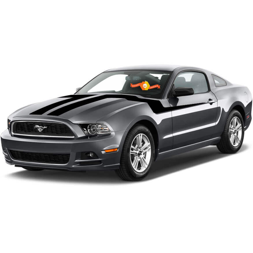 Double Accent Hood to Side Stripes Vinyl Decal Kit for Ford Mustang 2013-2014