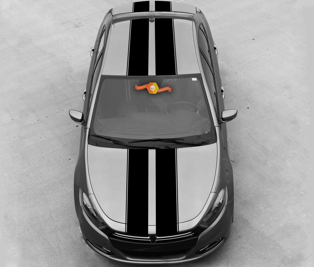 Dual Racing Stripes Hood Roof Trunk Vinyl Decal Sticker for Dodge Dart