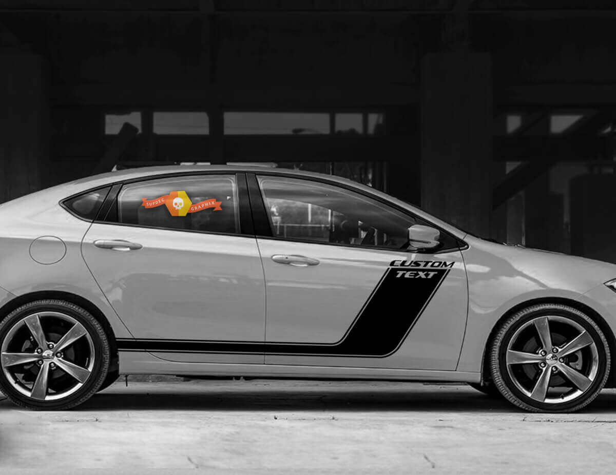 Outline Stripes with Custom Text Side Vinyl Decal Sticker for Dodge Dart
