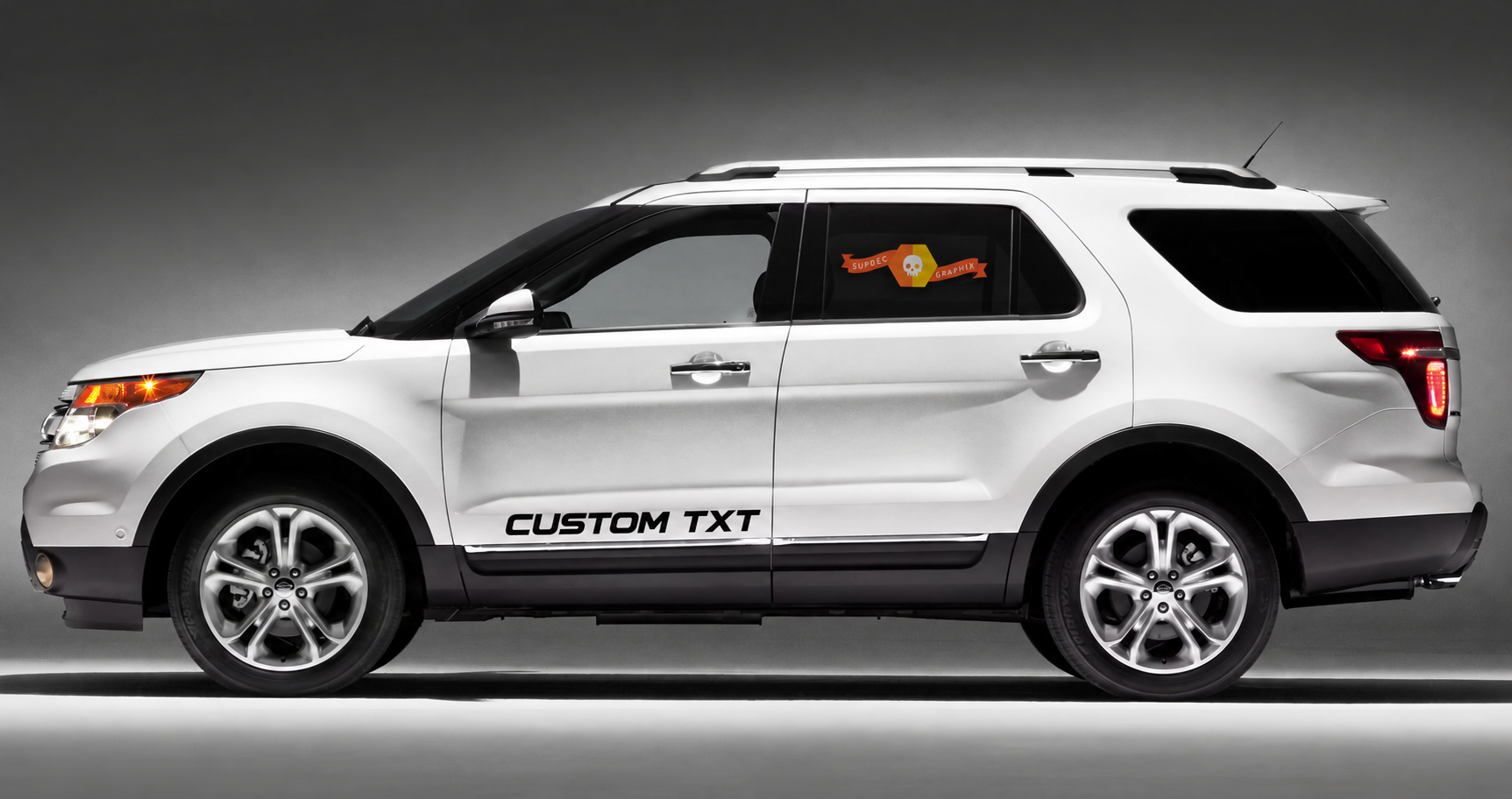 CUSTOM TXT Lettering Pair Rocker Panel Vinyl Decal Sticker for Ford Explorer 2010-2018