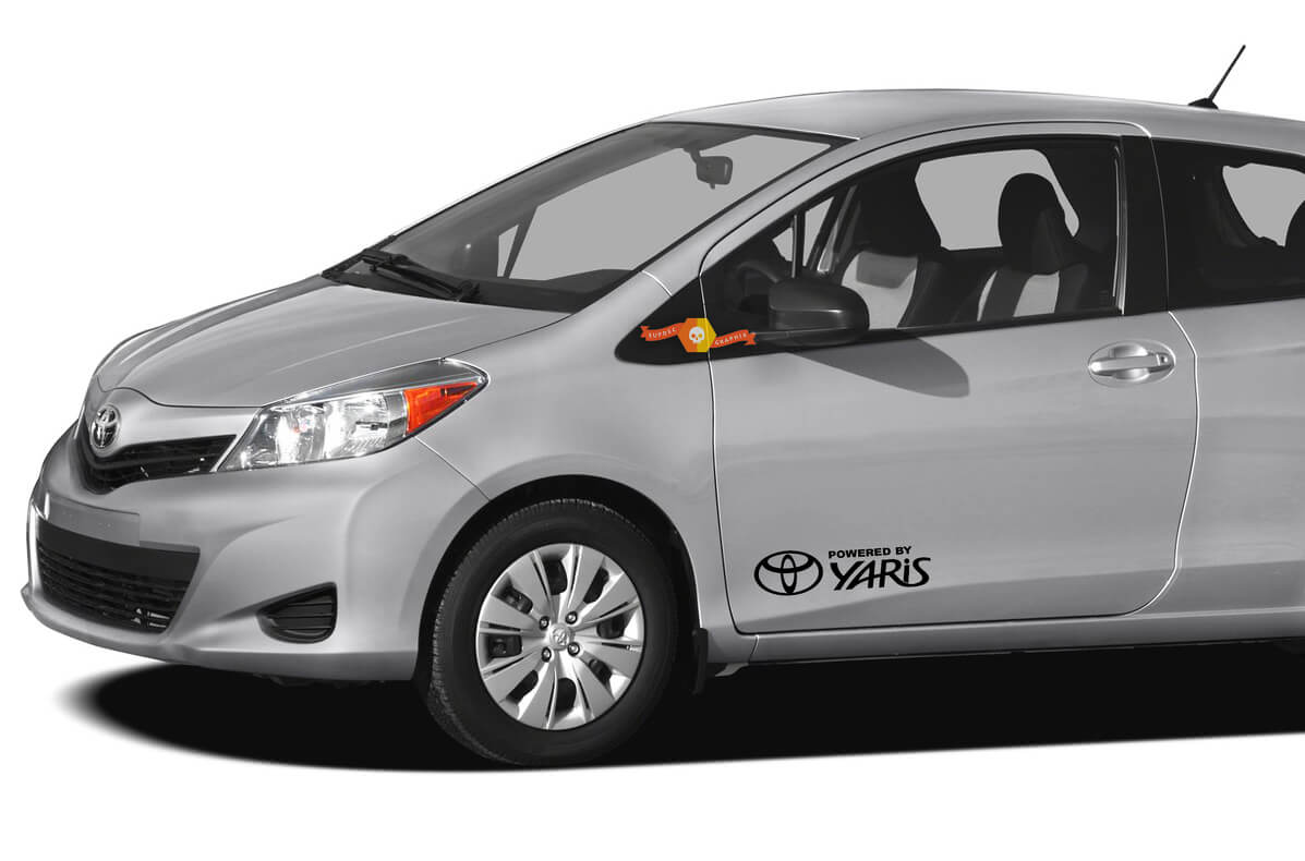TOYOTA YARIS powered by 2x side door vinyl body decal sticker graphics
