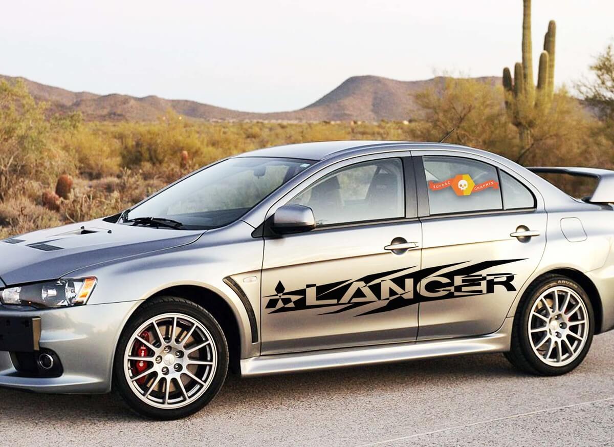 MITSUBISHI LANCER 2x side stripes vinyl body decals sticker graphics emblem logo
