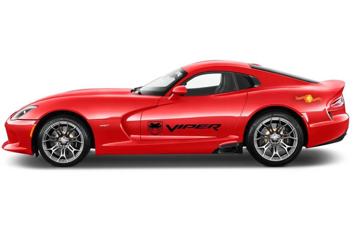 Dodge VIPER 2x side stripes graphics quality vinyl decals racing stickers logo
