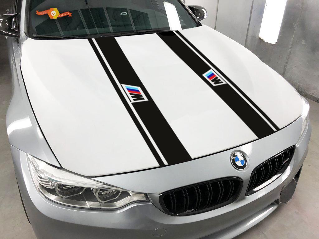 BMW 2x Hood Stripes vinyl decal sticker logo Bmw MPower 1 3 5 7 series x4 x5 x6
