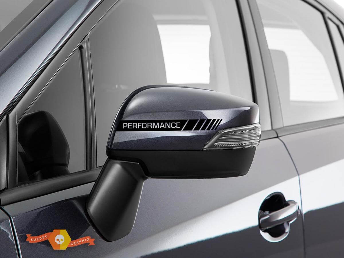 2 pack Black Rearview Mirror Side Motorsport Stripe Decal Sticker Vinyl Racing
