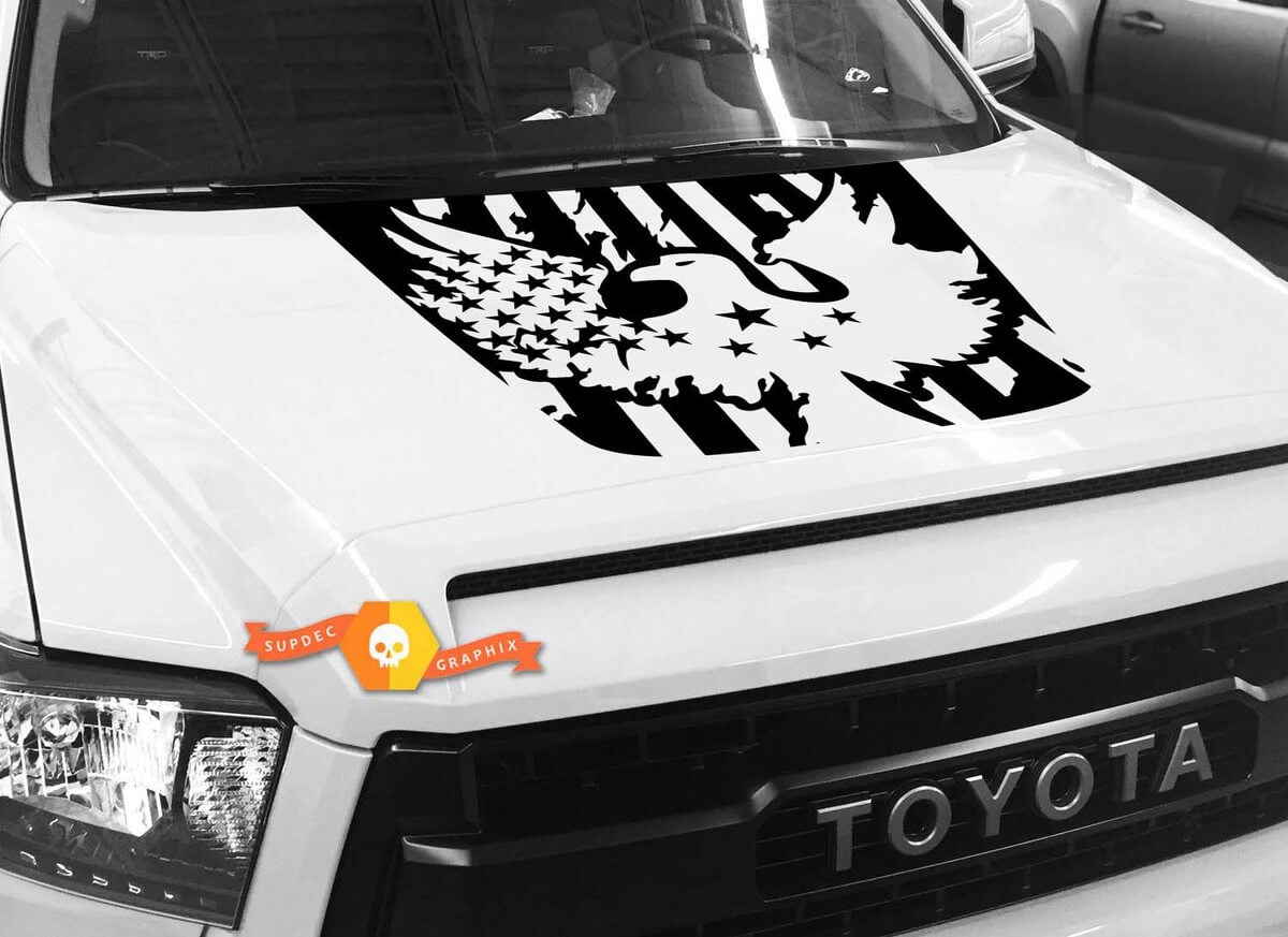 Bald Eagle USA Flag Hood Vinyl Decal for Toyota Tundra 2014-2018