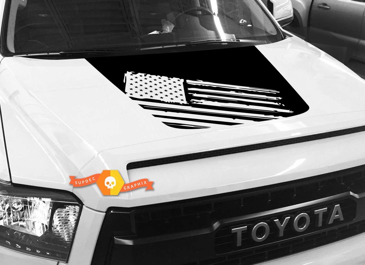 Hood USA Distressed Flag graphics decal for TOYOTA TUNDRA 2014 2015 2016 2017 2018 #28
