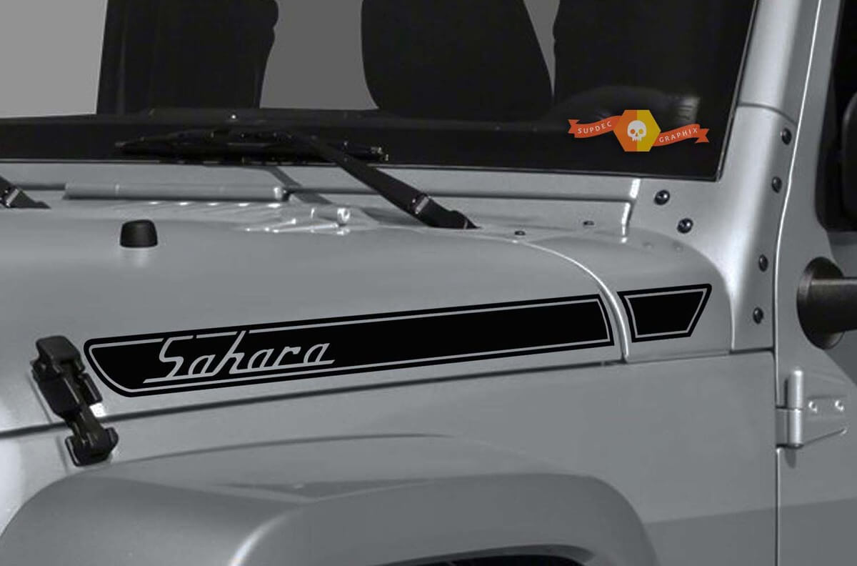 Sahara Retro Style Hood Vinyl Decal Kit for Jeep Wrangler