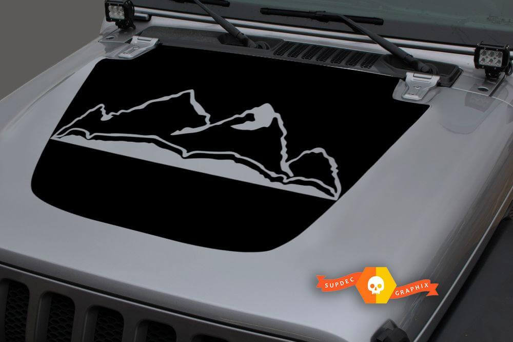 Mountains Blackout Hood Vinyl Decal Sticker 3 for Jeep Wrangler JL