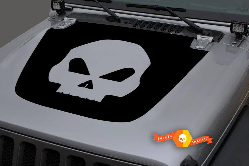 Sticker Vinyle Autocollant Capot Blackout Tête de Mort 3 pour Jeep Wrangler JL