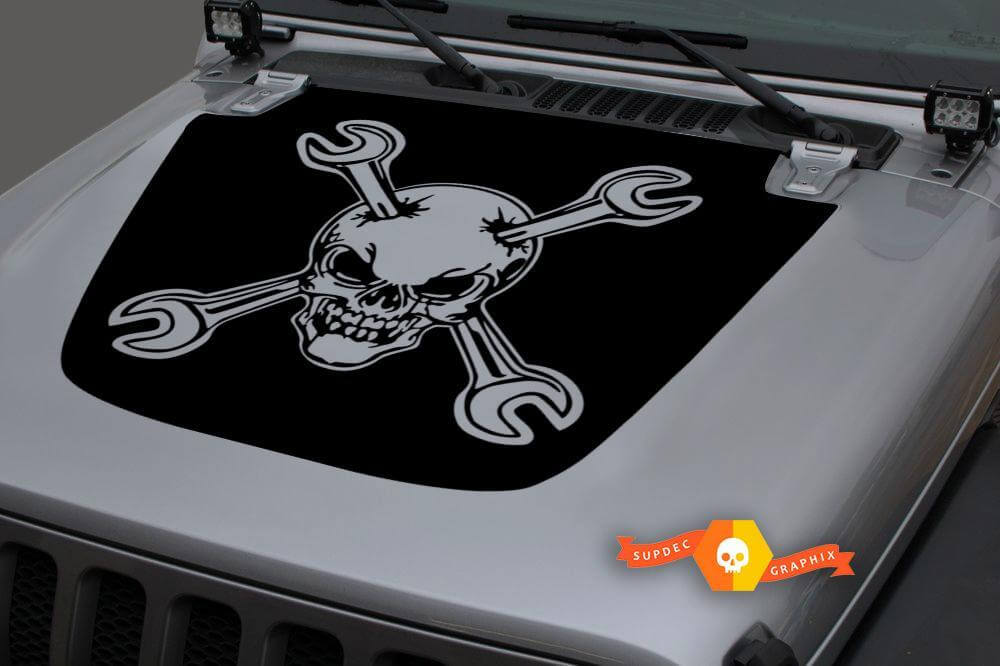 Calco adhesivo de vinilo para capó Skull Blackout 2 para Jeep Wrangler JL