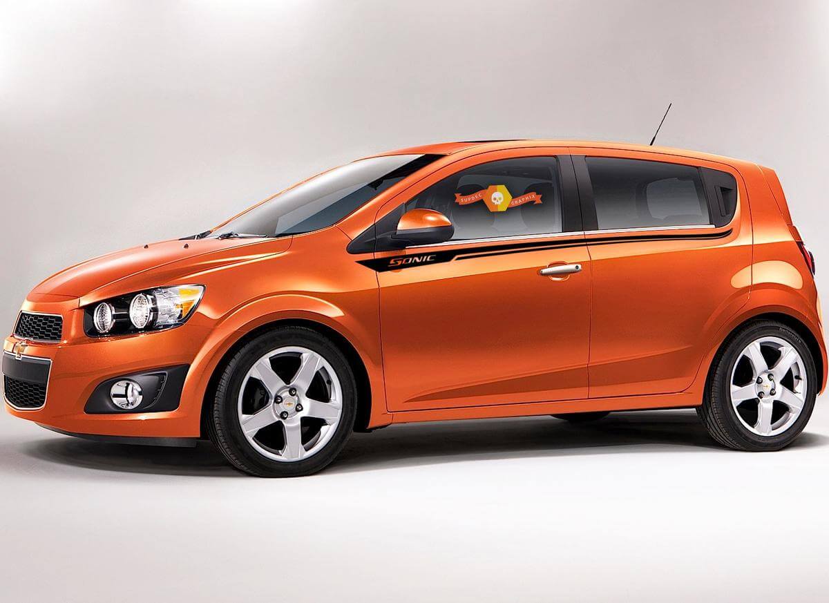 Sonic Door Side Stripes Vinyl Decals For Chevrolet Aveo 