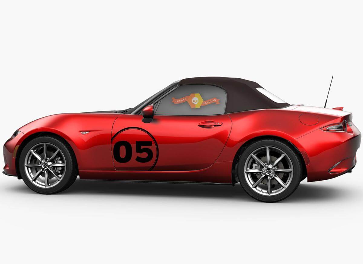 Racing Number Door Side Vinyl Decal Kit for Mazda MX-5 Miata 