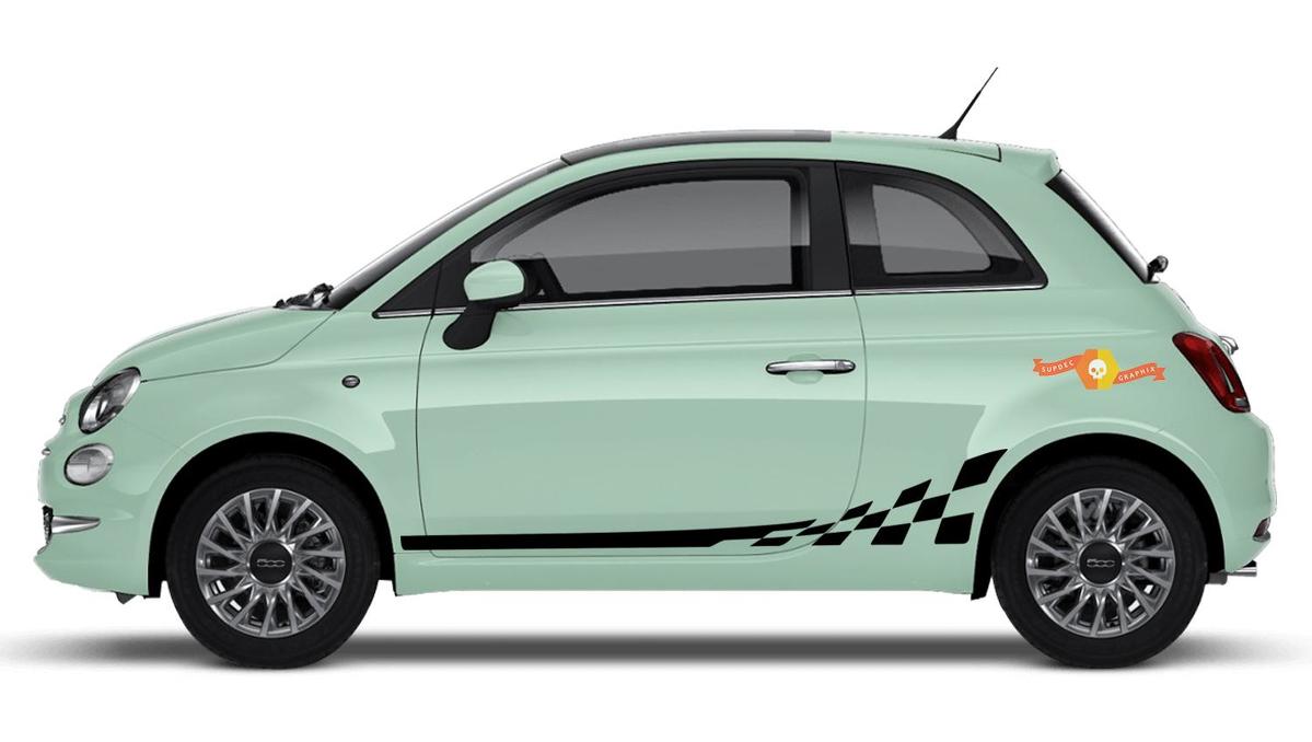 Fiat 500 ABARTH Checkered Flag Decal side Graphics stripes
