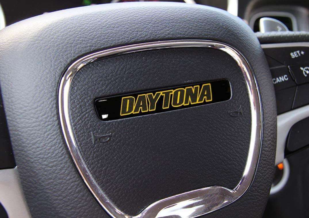 Daytona Yellow Steering Wheel Emblem Domed Decal for Dodge Challenger Charger