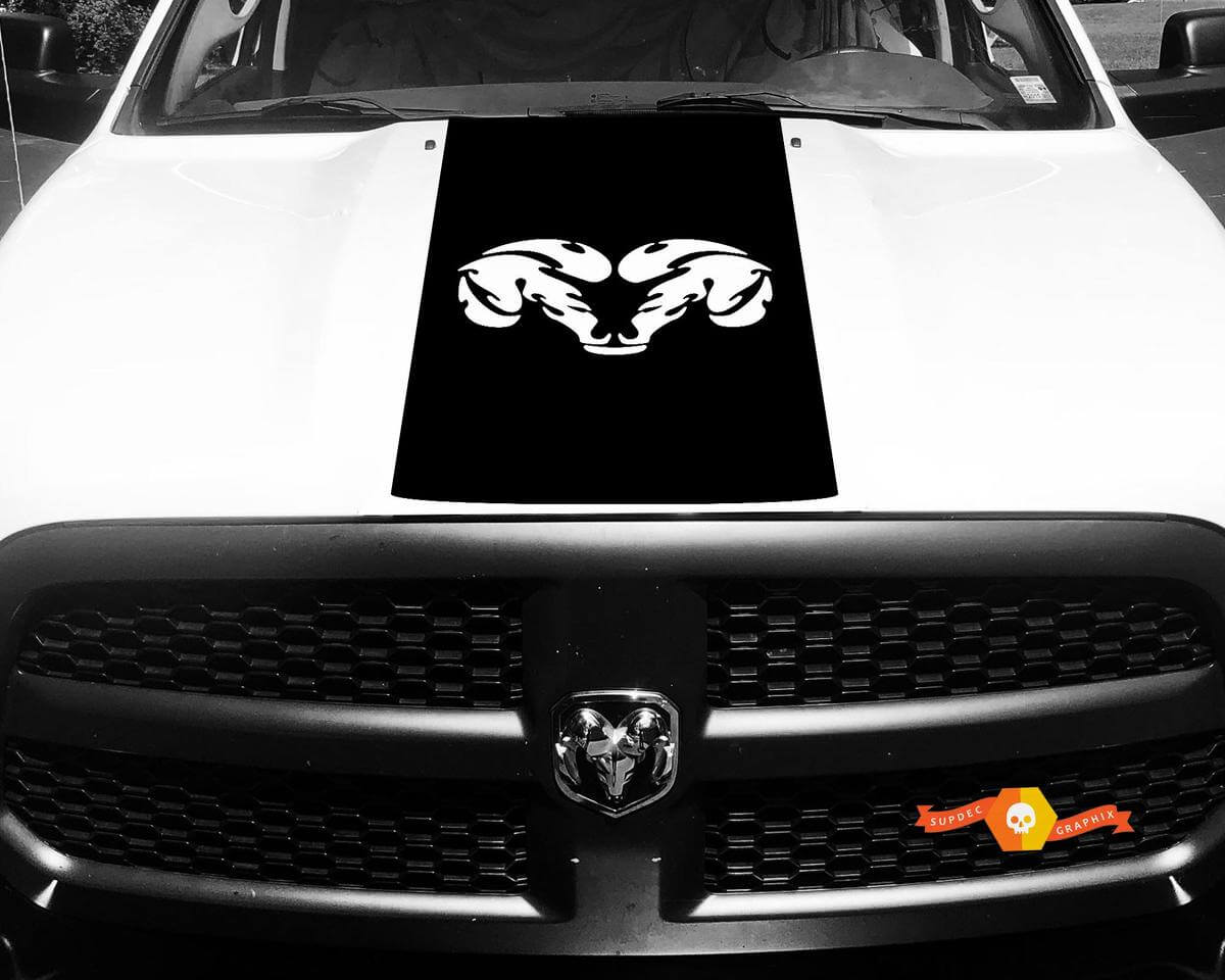 Dodge Ram 1500 Vinyl Decal HOOD Ram Head Racing HEMI Stripe Stickers #30
