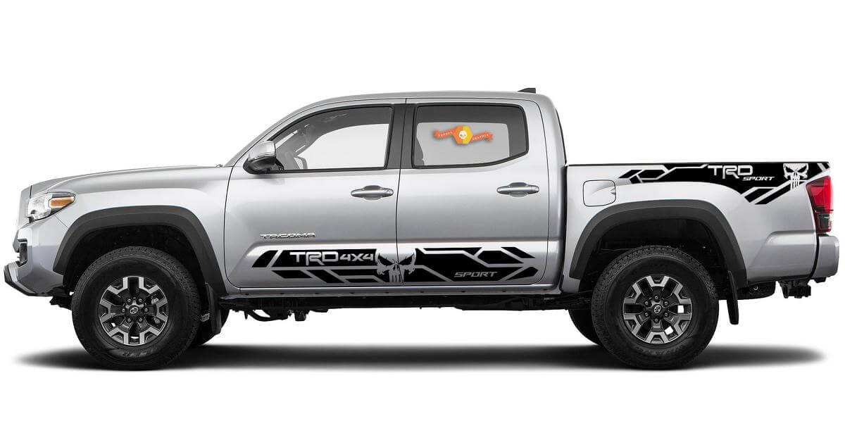 TRD 4x4 Sport Punisher Side Skirt and Bed Side Vinyl Decal Kit for Toyota Tacoma 2016-20