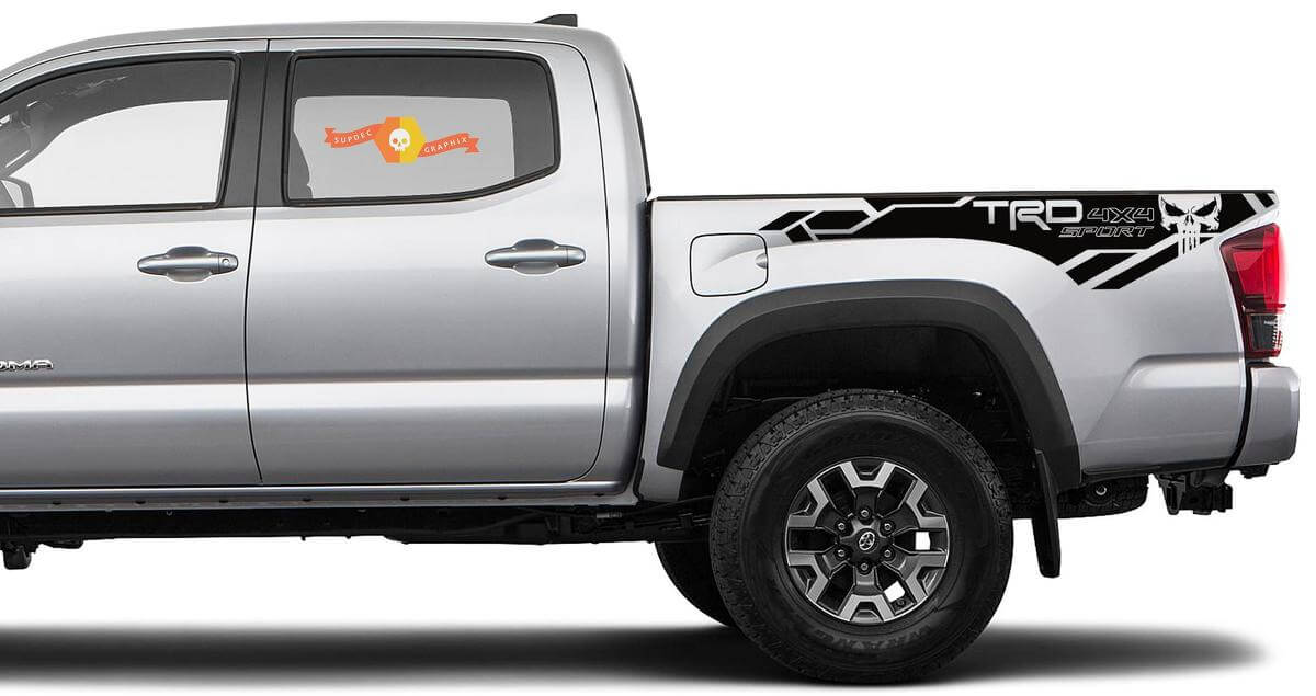 TRD 4x4 Sport Punisher Bed Side Vinyl Decal Kit for Toyota Tacoma 2016-2020