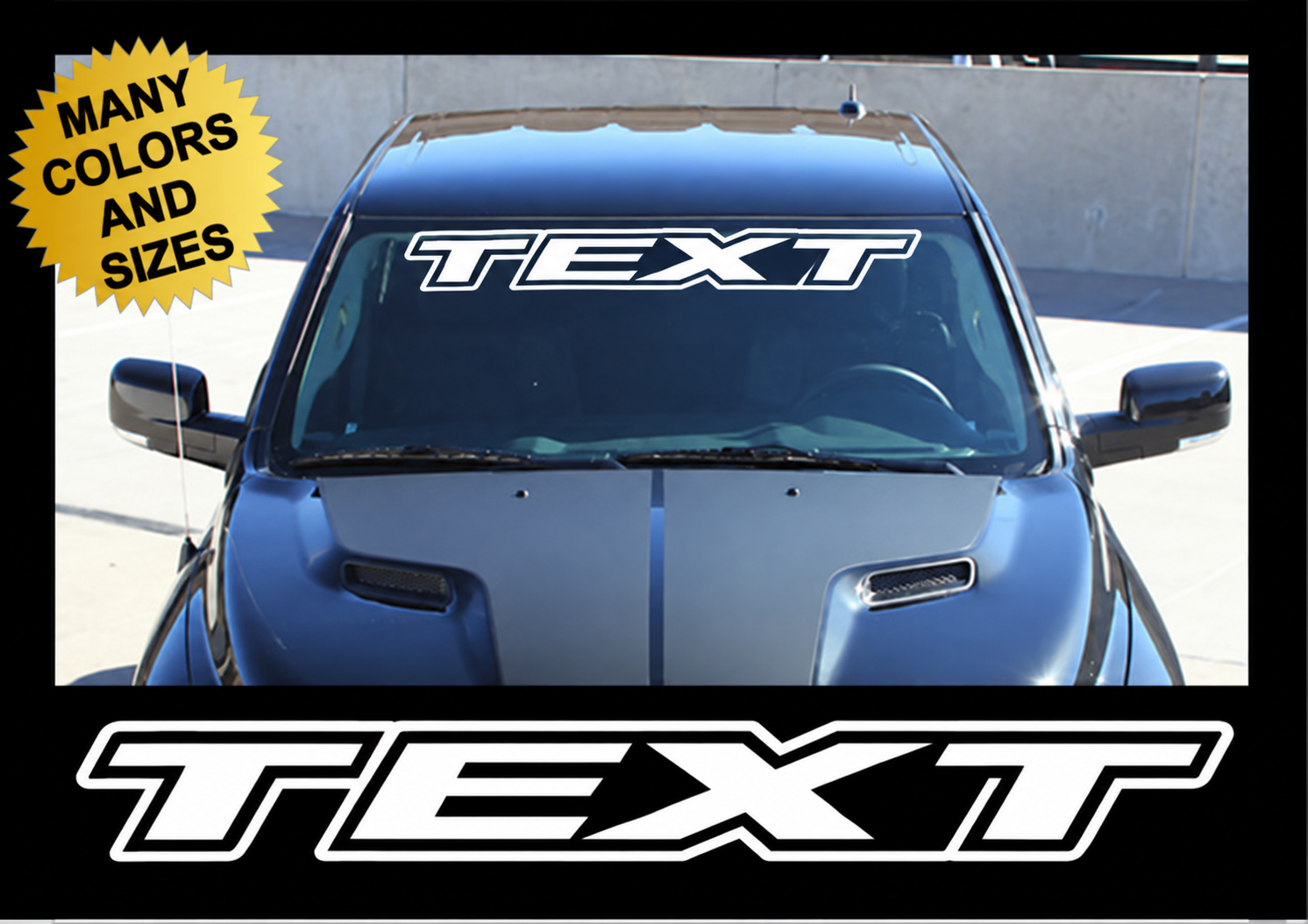 TEXT Outline Banner Windshield Vinyl Decal Sticker for Ford F-150 2015-2017