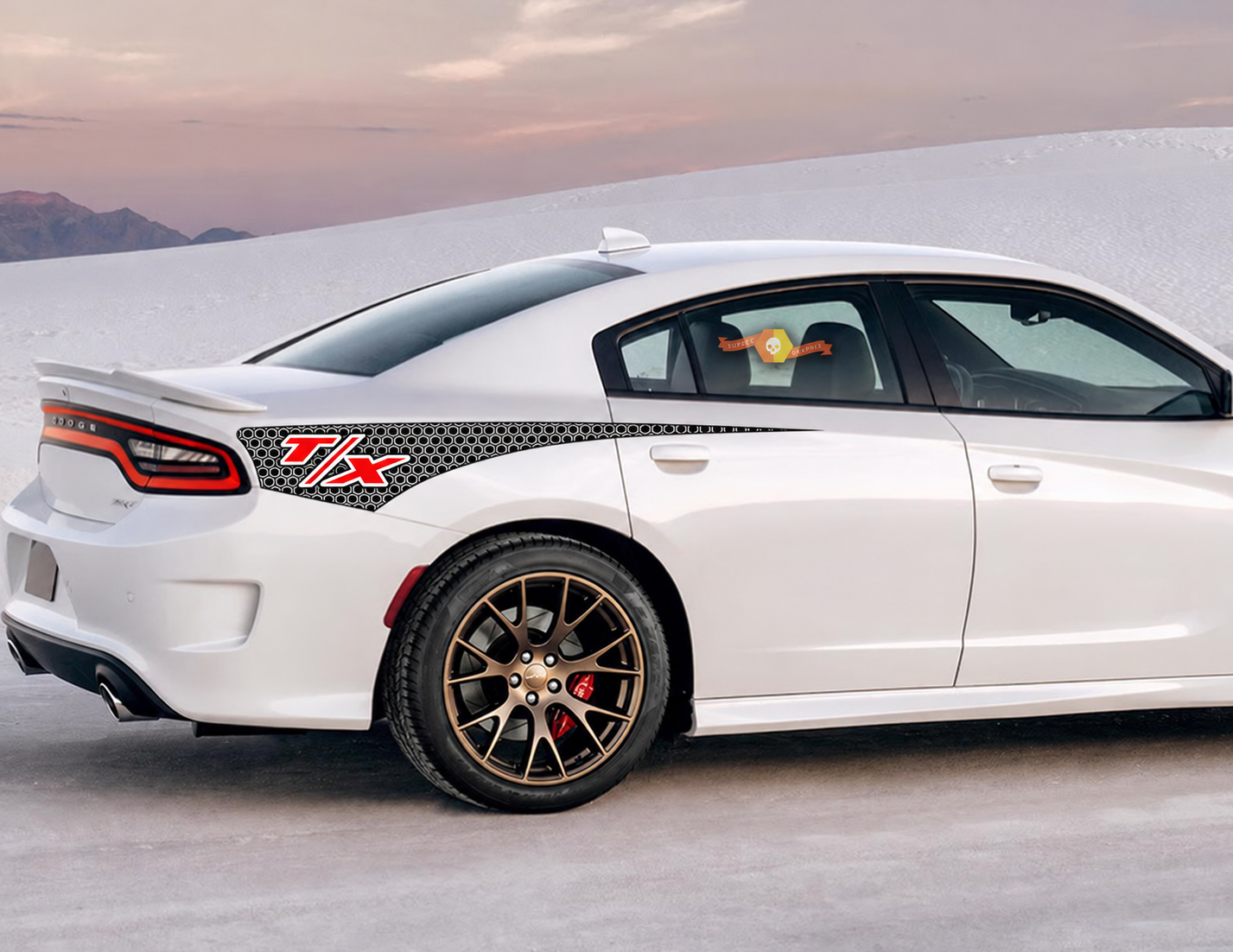T/X Honeycomb Quarter Wedge Pair Rear Fender Vinyl Decal Sticker for Dodge Charger 2011-2020