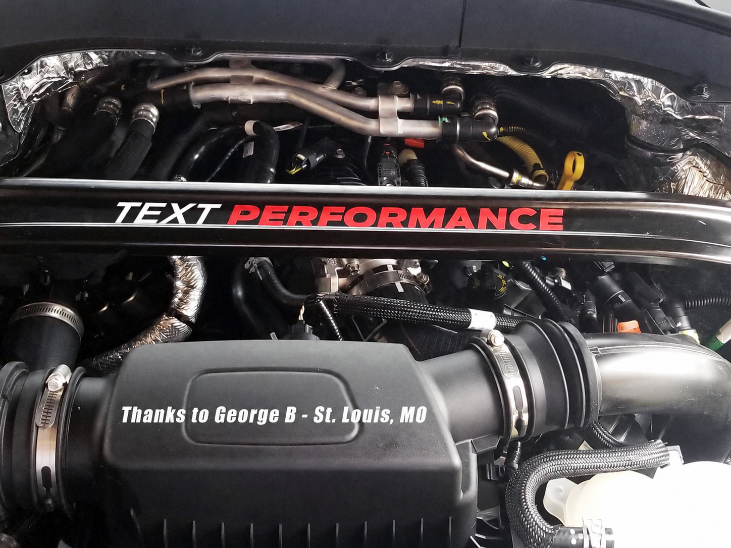 Custom Text Performance Under Hood Strut Brace Vinyl Decal Sticker for Musclecar Explorer ST 2020