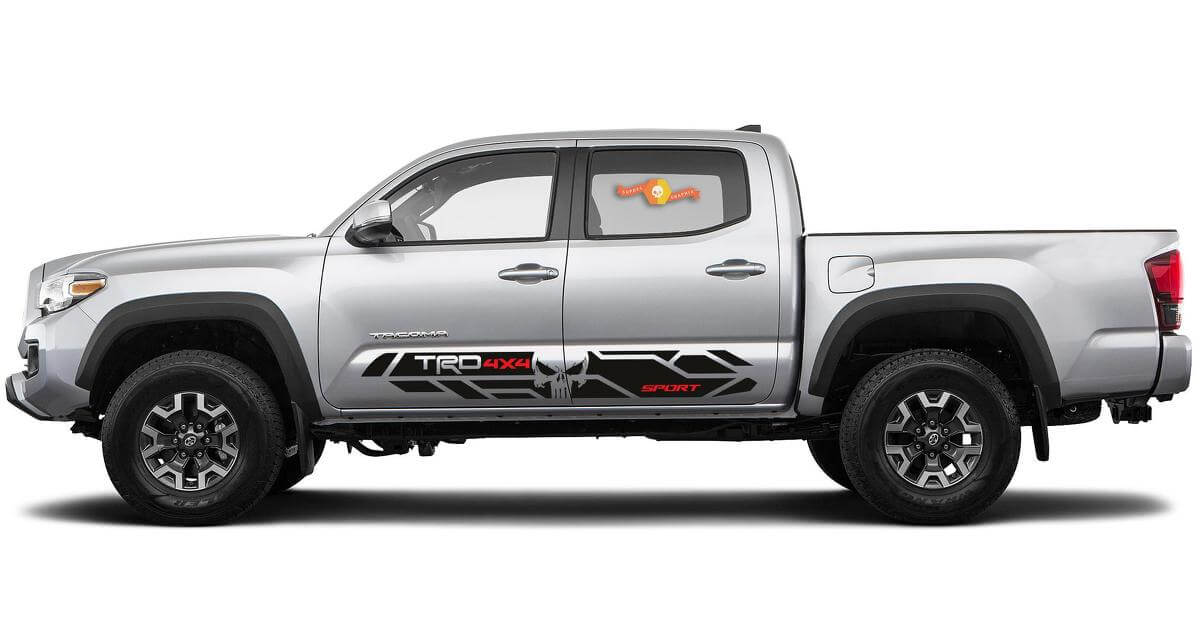 Punisher Skull TRD-Style Side Vinyl Decal Kit For Toyota Tacoma 2016-2020 
