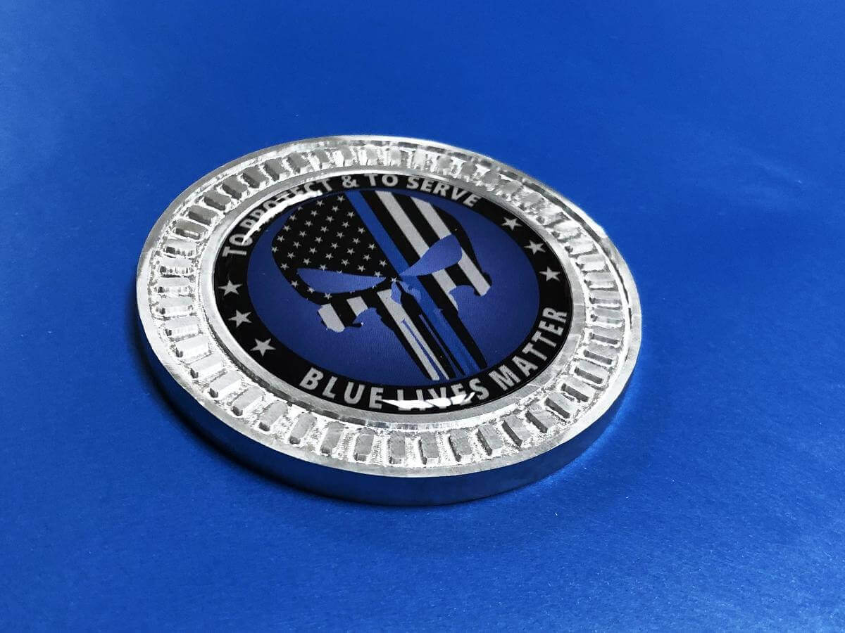 Punisher Blue Line Aluminum 3D Badge Emblem for Jeep Wrangler