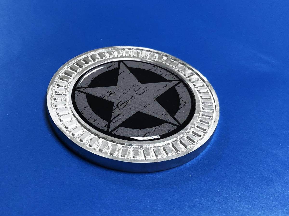 Military Star Metal Aluminum Bedside Emblem Vinyl Decal for Jeep Wrangler 