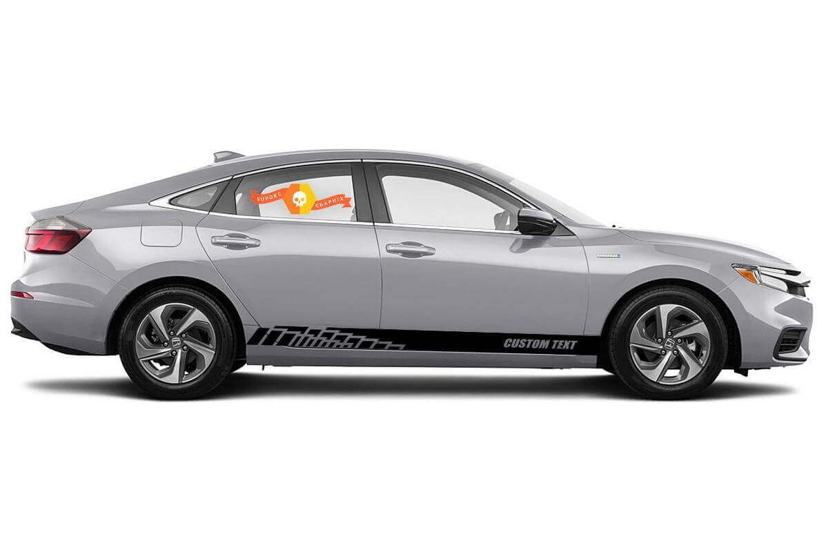 Racing rocker panel stripes vinyl decals stickers for 1999 - 2019 Honda Insight EX style #3
