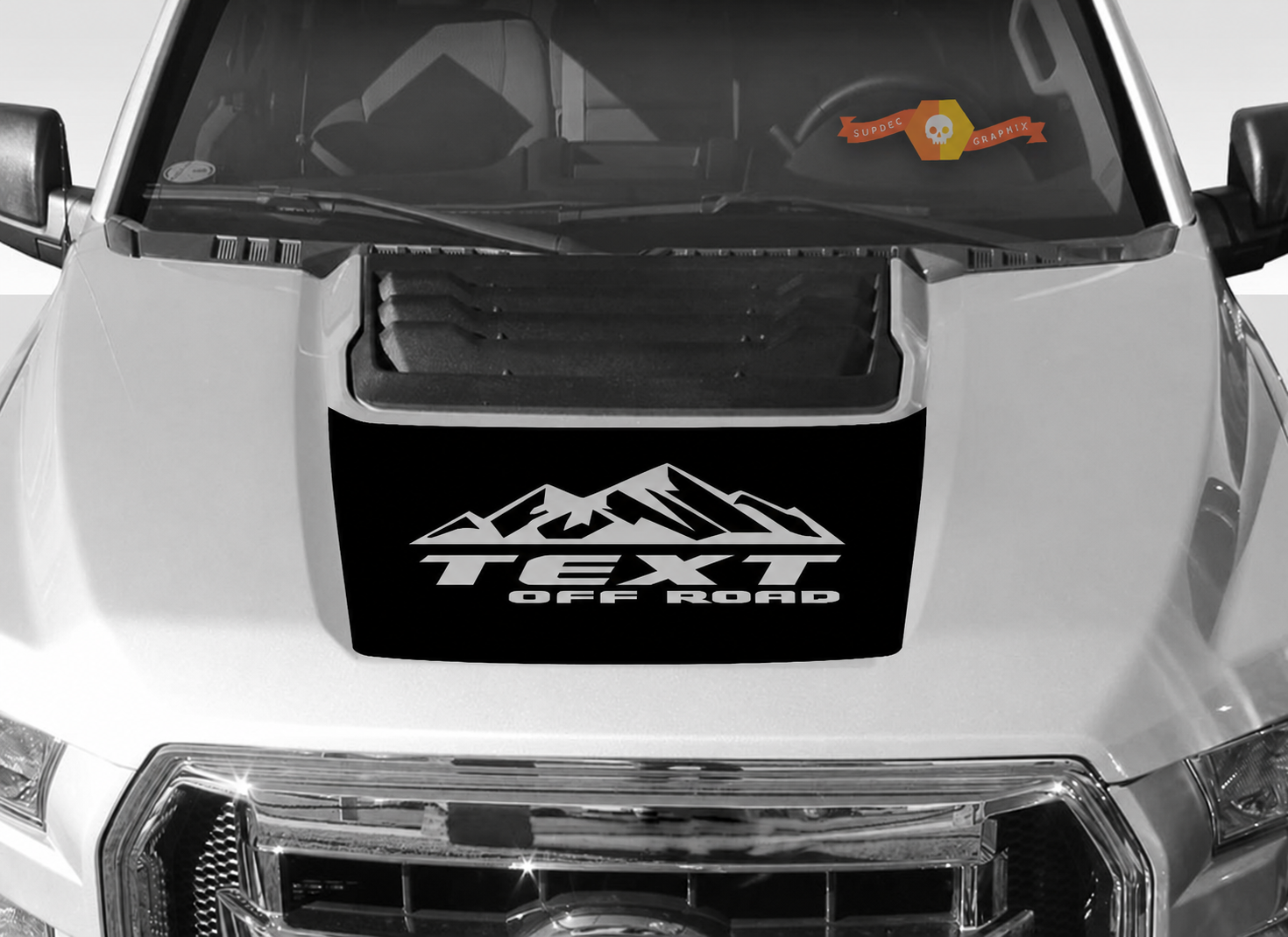 TEXT OFF ROAD Mountain Panel Hood Vinyl Decal Sticker for Ford F-150