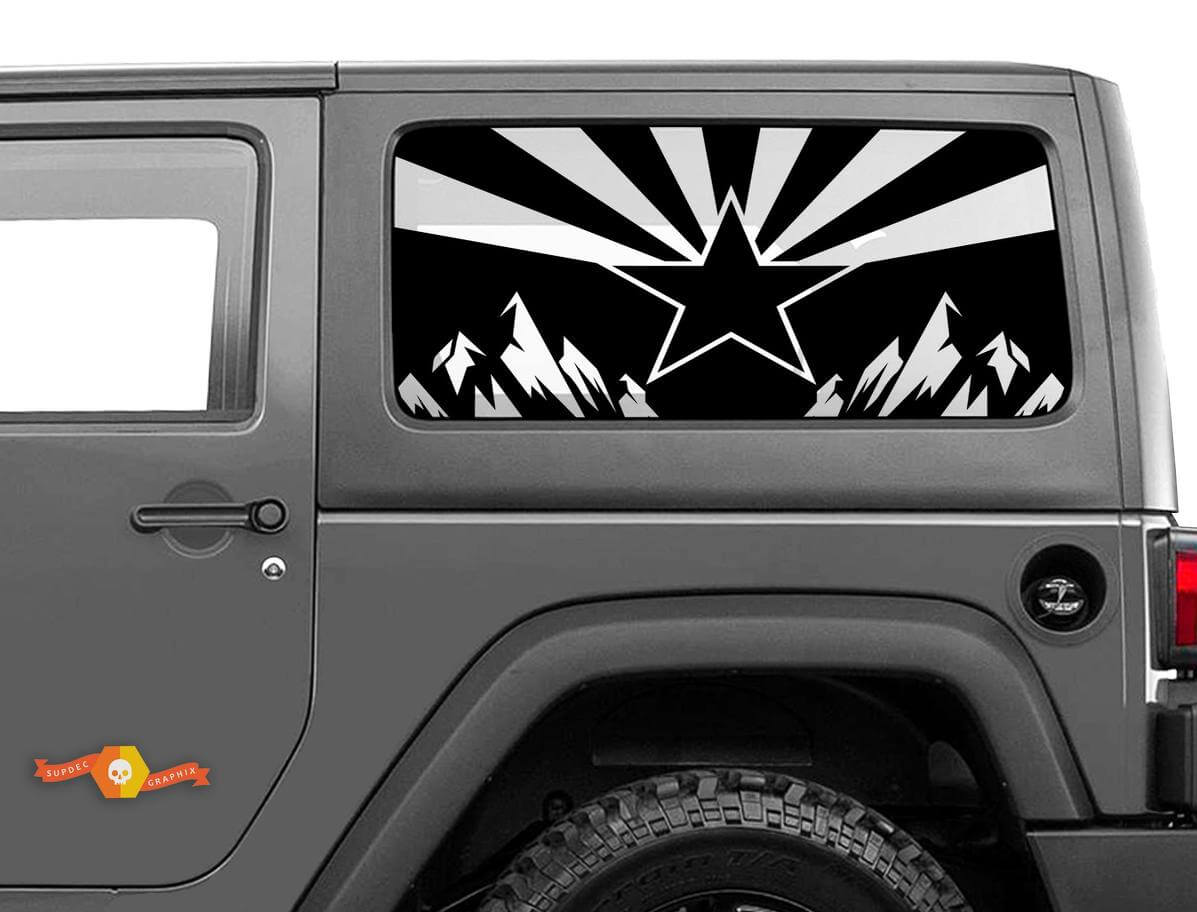 Flag Arizona Mountains Windshield Sticker Decal For Jeep Wrangler Rubicon Hardtop JKU JLU 2007-2019 or Tacoma 4Runner Tundra Charger Challenger