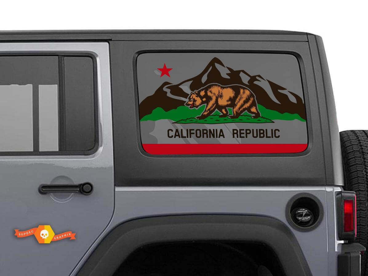 California Republic Mountain Bear Side Window Vinyl Decal Sticker for Jeep Wrangler 2007-2019