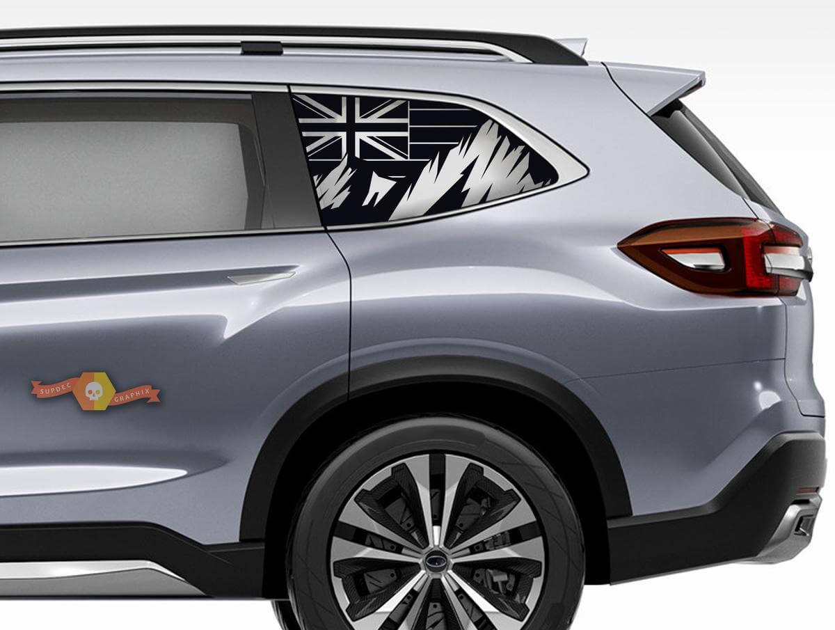 Suba Ascent Forester Hardtop USA Flag Mountains Flag Hawaii Windshield Sticker Decal JKU JLU 2007-2019 or Tacoma 4Runner Tundra Dodge Challenger Charger Wrangler Rubicon - 101
