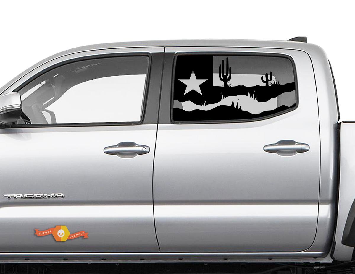 Texas Flag Desert Landscape Side Window Vinyl Decal Sticker for Toyota Tacoma