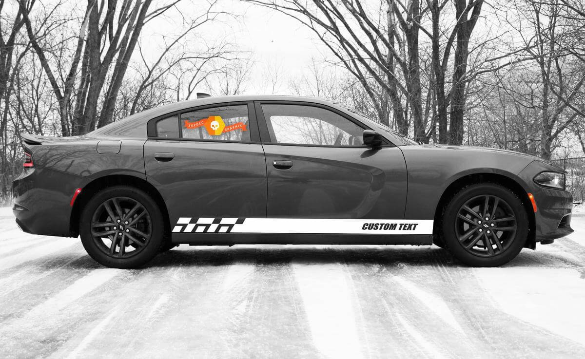 Racing rocker panel stripes vinyl decals stickers for Dodge Charger SXT
