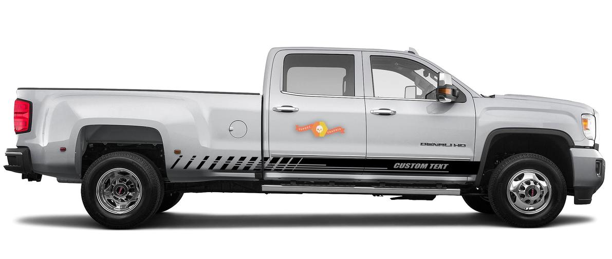 Racing rocker panel stripes vinyl decals stickers for GMC Sierra 3500HD
