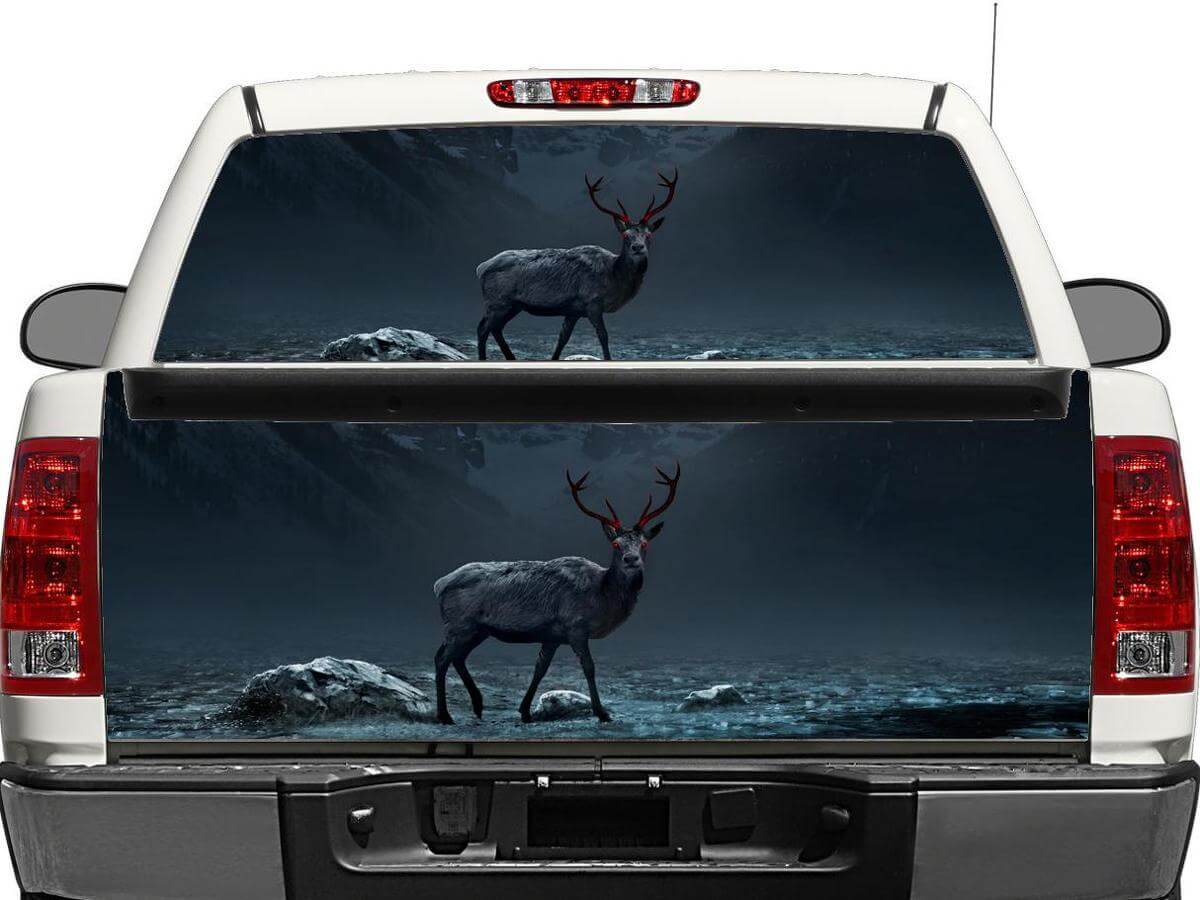 Deer Moose with Red eyes Rear Window OR tailgate Decal Sticker Pick-up Truck SUV Car
