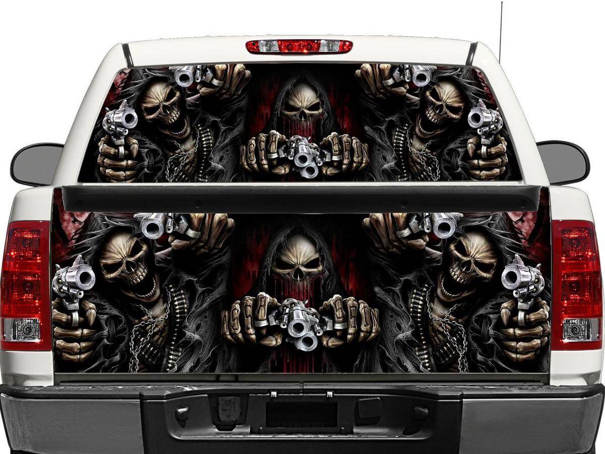 Skulls & Pistols Rear Window or Tailgate Vinyl Decal for Pick-up Trucks SUVs