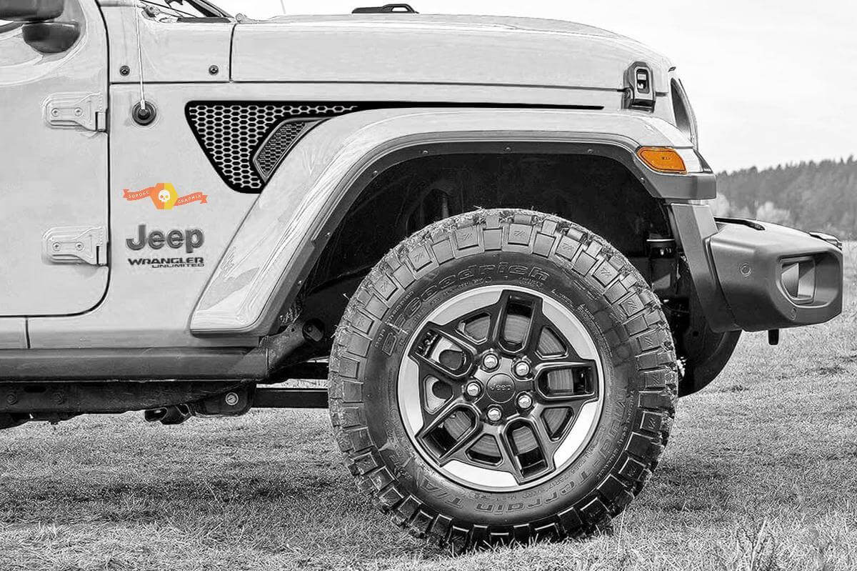 Gravity Honeycomb Side Fender Vent Blackout Vinyl Decal for Jeep Wrangler Gladiator 